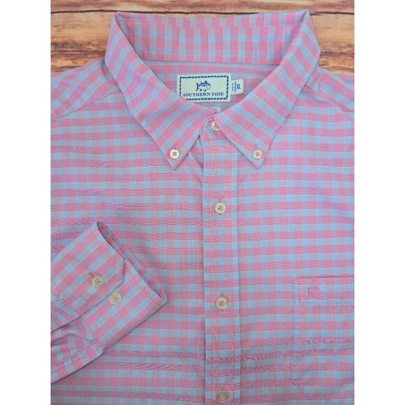 Southern Tide Intercoastal Pink Check Performance Shirt XL - Picture 4 of 7